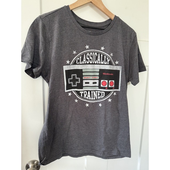 Nintendo Logo T-Shirt Gray Men's Size Large Nintendo Tee Classically Trained - Picture 2 of 6